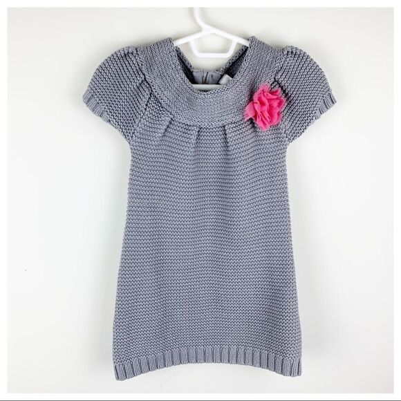 Cherokee Kids Gray Metallic Knit Dress w/ Flower 4T - Picture 2 of 8